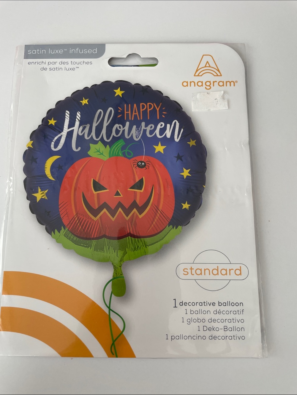 Orange Pumpkin 'Happy Halloween' Decorative Balloon